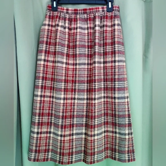 Vintage Plaid High-waisted Midi Skirt Suburban Separates by County Miss - Picture 1 of 9